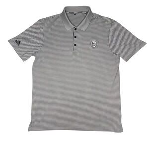Adidas Loch Lloyd Golf Polo Gray Striped Country Club Men’s Large Kansas City
